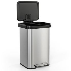 13.2 Gallon Step Trash Can with Soft Close Lid and Deodorizer Compartment-Silver - Color: Silver