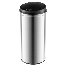8 Gal Automatic Trash Can with Stainless Steel Frame Touchless Waste Bin-Silver - Color: Silver
