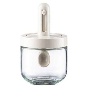 1pc Seasoning Jar With Retractable Spoon; Glass Spice Jar Seasoning Box; Seasoning Container With Lid And Spoon For Salt; Sugar And Spices; Kitchen Su