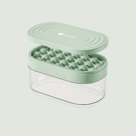 1pc 24 Grids Round Silicone Ice Tray Ice Mold Transparent Ice Cube With Lid Ice Storage Box Ice Tray Tool (Color: Green, Quantity: 999)