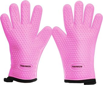 KITCHEN PERFECTION Silicone Smoker Oven Gloves -Extreme Heat Resistant (Color: Pink)