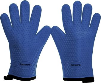 KITCHEN PERFECTION Silicone Smoker Oven Gloves -Extreme Heat Resistant (Color: Classic blue)