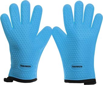 KITCHEN PERFECTION Silicone Smoker Oven Gloves -Extreme Heat Resistant (Color: Robin Blue)