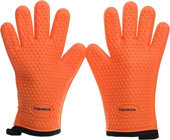 KITCHEN PERFECTION Silicone Smoker Oven Gloves -Extreme Heat Resistant (Color: Orange)