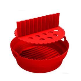 1pc Foldable Air Fryer Silicone Pot Liner (Color: Red)