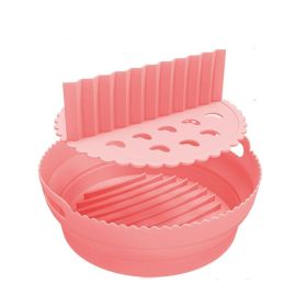 1pc Foldable Air Fryer Silicone Pot Liner (Color: Pink)