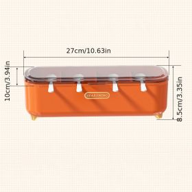 1pc; Four-grids Seasoning Box. Seasoning Jar (Color: Orange)