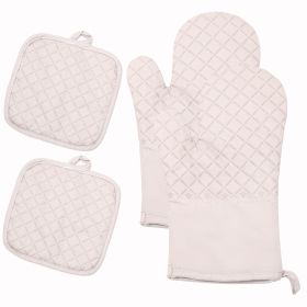 4pcs Set High Heat Resistant 350 Degree Extra Long Oven Mitts/Potholders (Color: Grey)