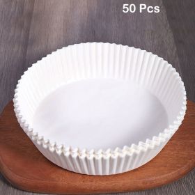 25/50pcs Air Fryer Disposable Non-stick Round Paper Liners (Color: 50pcs white(opp bag))