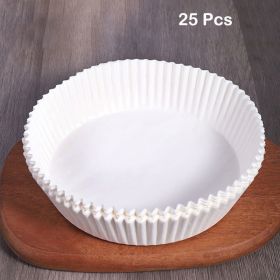 25/50pcs Air Fryer Disposable Non-stick Round Paper Liners (Color: 25pcs white(opp bag))