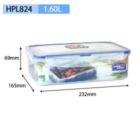 Plastic Fresh-keeping Lunch Box Sealed Food Refrigerator Storage Box Bento Box Microwaveable (model: HPL824-1600ML)