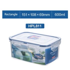 Plastic Fresh-keeping Lunch Box Sealed Food Refrigerator Storage Box Bento Box Microwaveable (model: HPL811-600ML)