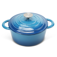 5QT COOKWIN Enameled Cast Iron Dutch Oven with Self Basting Lid (Color: Blue)