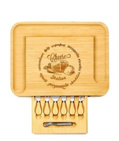 Natural Bamboo Cutting Board/Cheese Board Set (Color: Natural, size: 17.5 In)